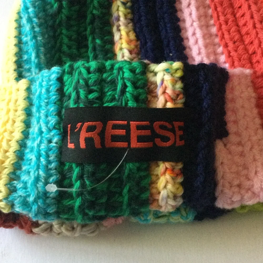 L’REESE HANDMADE MIXED CROCHET BEANIE MULTI COLOR UNISEX OS NWOT
